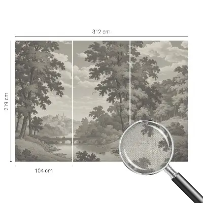 Papel de parede autocolante com estampa de castelo e ponte