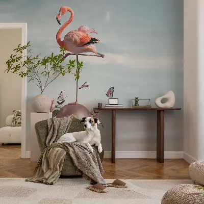 Papel de parede para criança com estampa de flamingo elegante