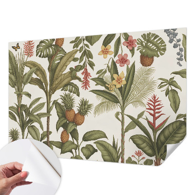 Papel de parede autocolante para sala com estampa de natureza exótica