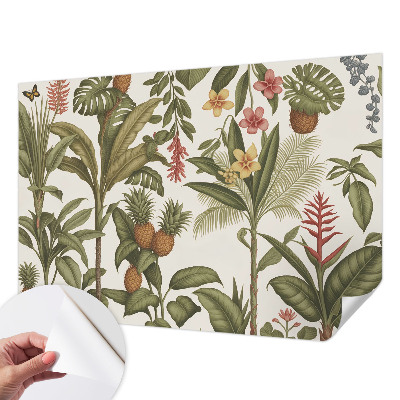 Papel de parede autocolante para sala com estampa de natureza exótica