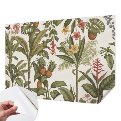 Papel de parede autocolante para sala com estampa de natureza exótica