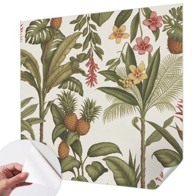 Papel de parede autocolante para sala com estampa de natureza exótica