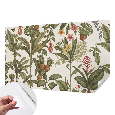 Papel de parede autocolante para sala com estampa de natureza exótica