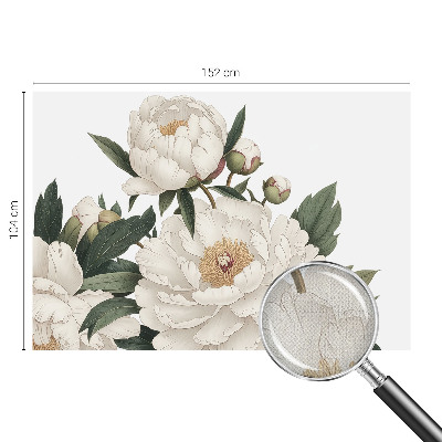Autocolante de parede fotográfico peônias brancas