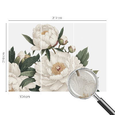Autocolante de parede fotográfico peônias brancas
