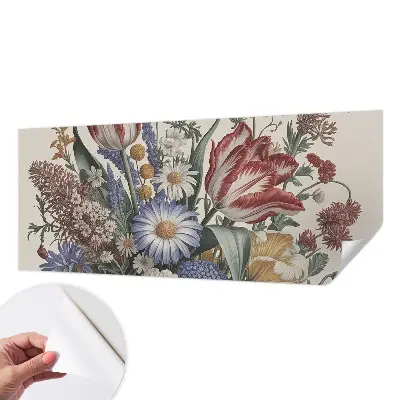 Papel de parede autocolante para sala com estampa de buquê de flores