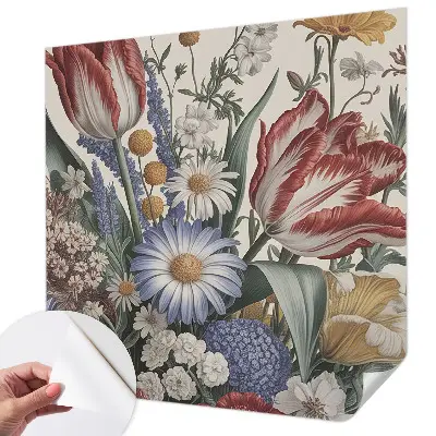 Papel de parede autocolante para sala com estampa de buquê de flores