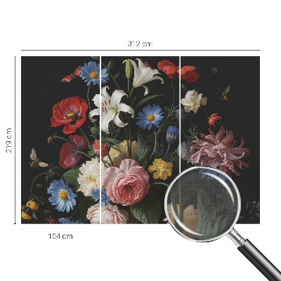 Papel de parede autocolante Flores com insetos