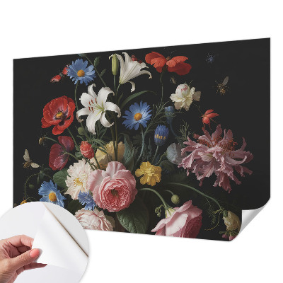 Papel de parede autocolante Flores com insetos