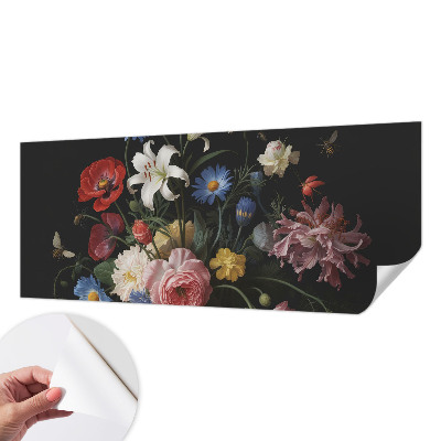 Papel de parede autocolante Flores com insetos