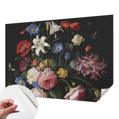 Papel de parede autocolante Flores com insetos
