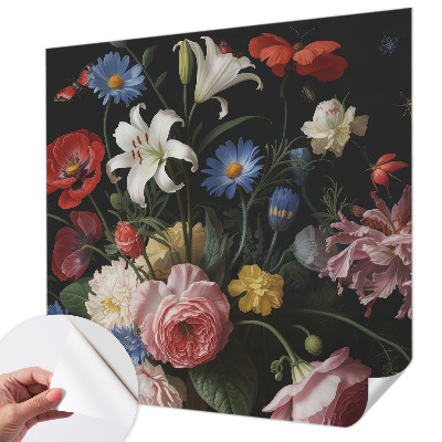 Papel de parede autocolante Flores com insetos