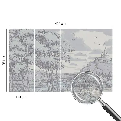 Autocolante de parede fotográfico com motivo de paisagem de conto de fadas