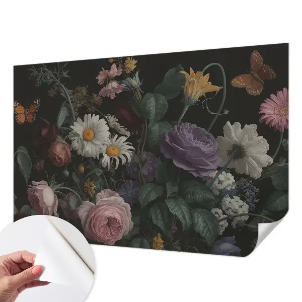 Papel de parede autocolante para sala com padrão floral elegante