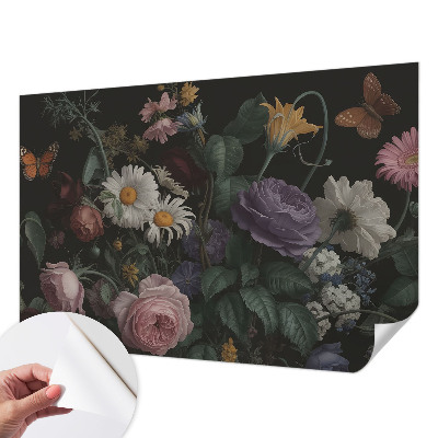 Papel de parede autocolante para sala com padrão floral elegante