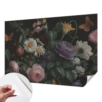 Papel de parede autocolante para sala com padrão floral elegante