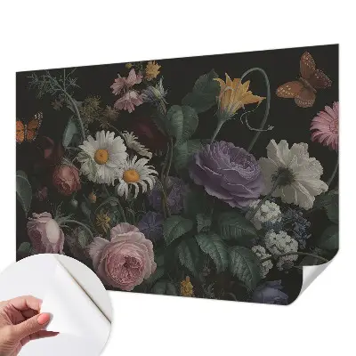 Papel de parede autocolante para sala com padrão floral elegante