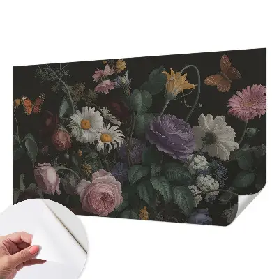 Papel de parede autocolante para sala com padrão floral elegante