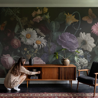 Papel de parede autocolante para sala Elegância floral