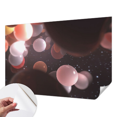 Papel de parede autocolante para sala com padrão de bolas espaciais