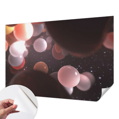 Papel de parede autocolante para sala com padrão de bolas espaciais