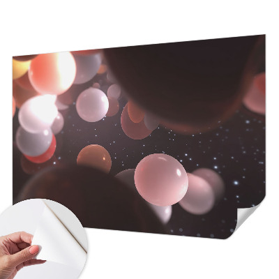 Papel de parede autocolante para sala com padrão de bolas espaciais