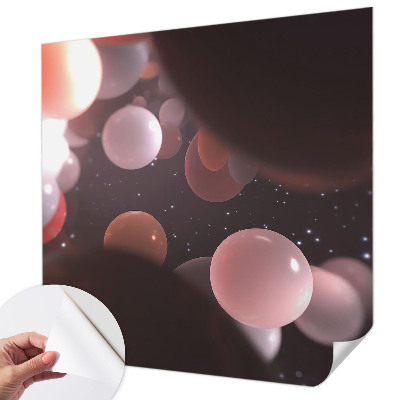 Papel de parede autocolante para sala com padrão de bolas espaciais