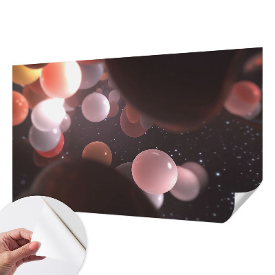 Papel de parede autocolante para sala com padrão de bolas espaciais