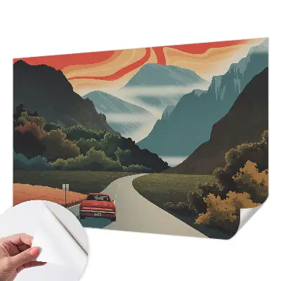 Papel de parede 3D com estampa 'Aventura na montanha' para decoração de ambientes