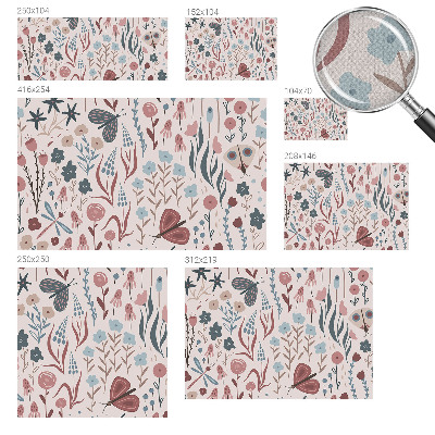 Papel de parede para criança com padrão de flores e insetos