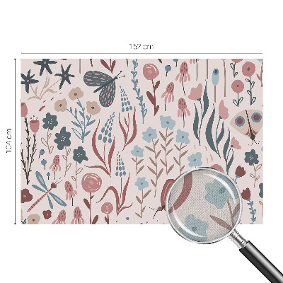 Papel de parede para criança com padrão de flores e insetos