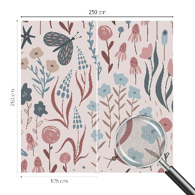 Papel de parede para criança com padrão de flores e insetos