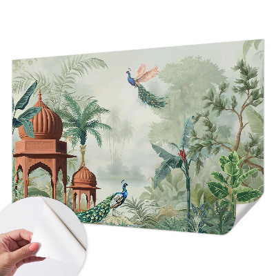 Papel de parede autocolante com padrão Jardins do Pavão