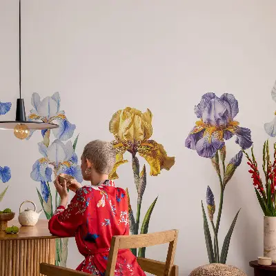 Papel de parede para criança com estampa de flores de íris