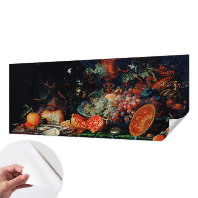 Papel de parede infantil com estampa de abundância de frutas