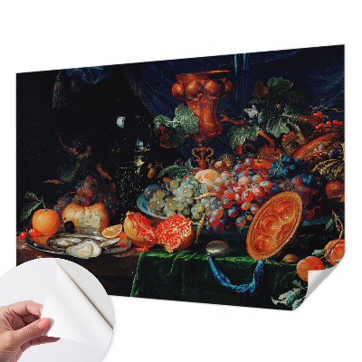 Papel de parede infantil com estampa de abundância de frutas