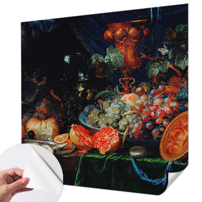 Papel de parede infantil com estampa de abundância de frutas