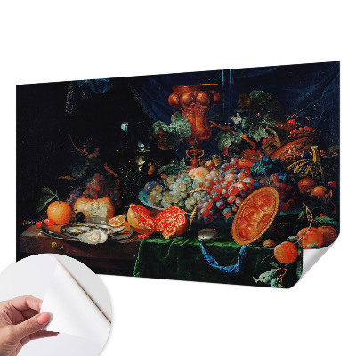 Papel de parede infantil com estampa de abundância de frutas