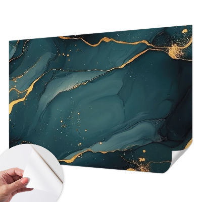 Papel de parede autocolante para sala com padrão abstrato em tons de azul escuro