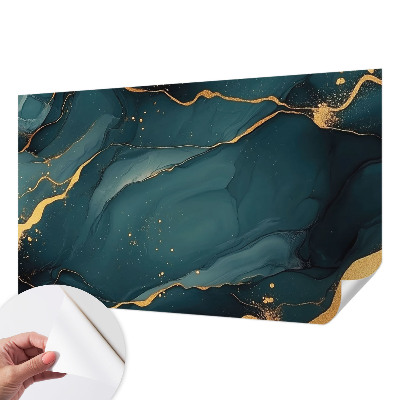 Papel de parede autocolante para sala com padrão abstrato em tons de azul escuro