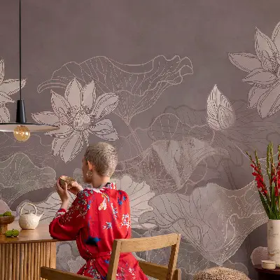 Papel de parede autocolante para quarto com estampa Botânica Pacífica para decoração de ambientes