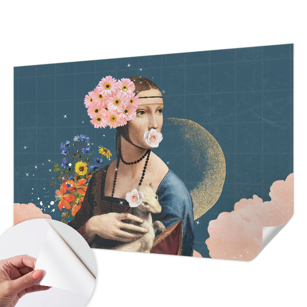 Autocolante de parede fotográfico com padrão floral elegante