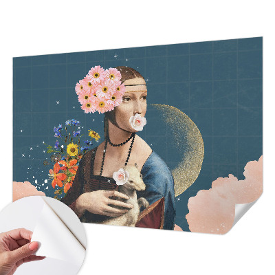 Autocolante de parede fotográfico com padrão floral elegante