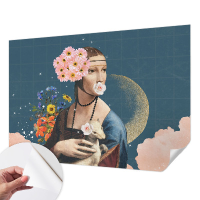 Autocolante de parede fotográfico com padrão floral elegante