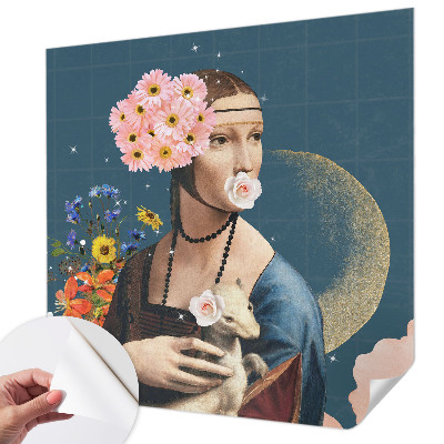 Autocolante de parede fotográfico com padrão floral elegante