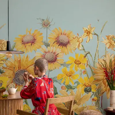 Papel de parede 3D com estampa Jardim de verão