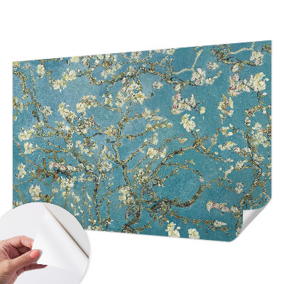 Papel de parede para criança com ramos floridos em padrão delicado
