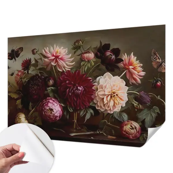 Papel de parede autocolante com padrão floral em estilo majestoso
