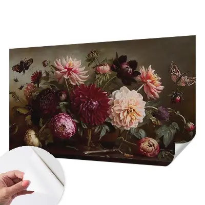 Papel de parede autocolante com padrão floral em estilo majestoso
