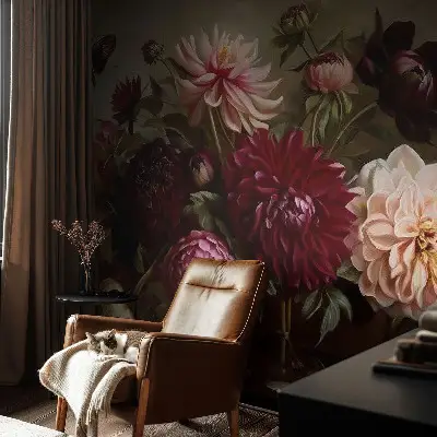 Papel de parede autocolante com padrão floral em estilo majestoso